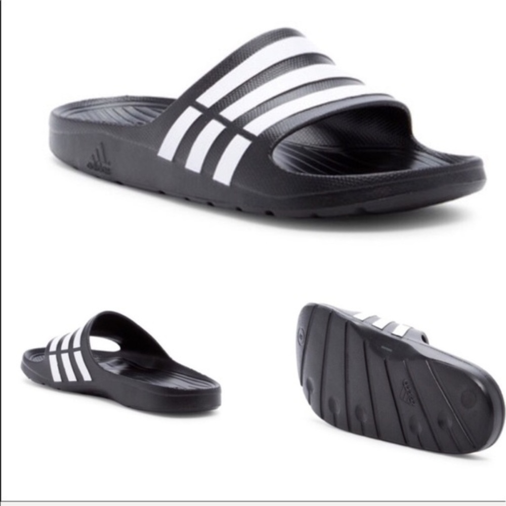 New Adidas Duramo Men's Slides Black/White